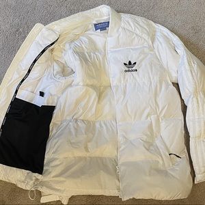 white adidas down feather coat